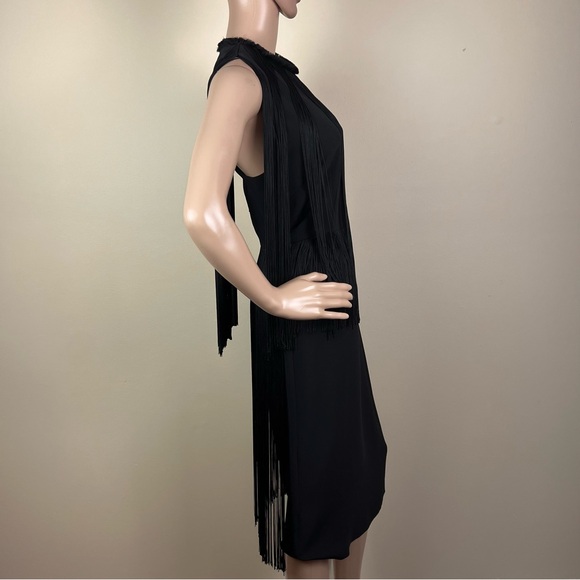 STELLA MCCARTNEY BLACK SLEEVELESS FRINGE DRESS - Picture 5 of 9